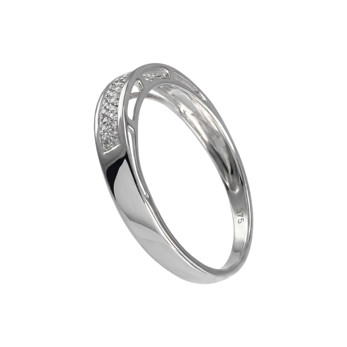 Bague d'occasion or 375 blanc diamants - vue 2