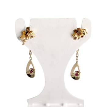 Second-hand earrings 750 gold ruby yellow