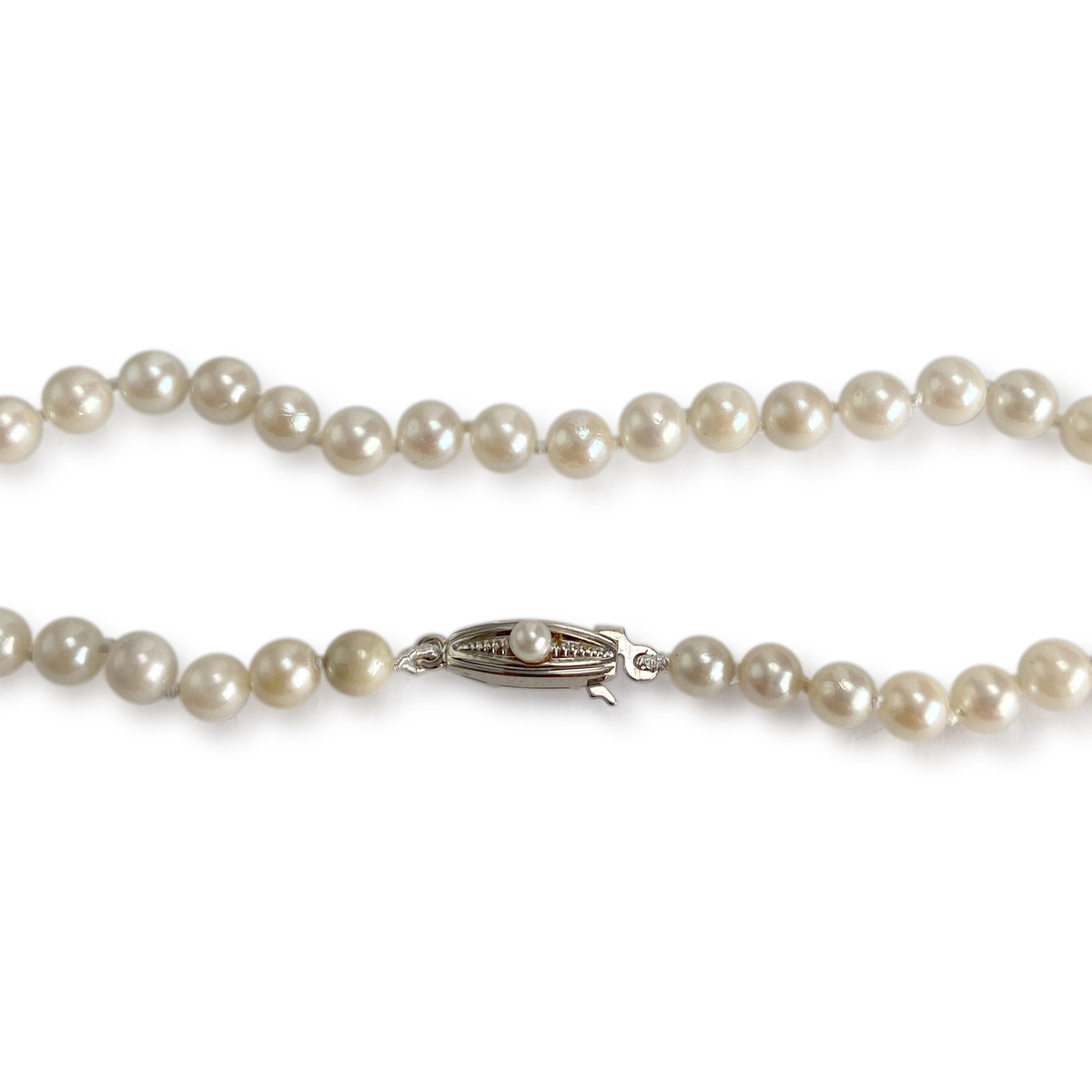 Collier d'occasion or 750 blanc perles de culture du japon - vue 3