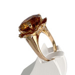 Bague d'occasion or 750 jaune fleur corindon synthétique - vue 2