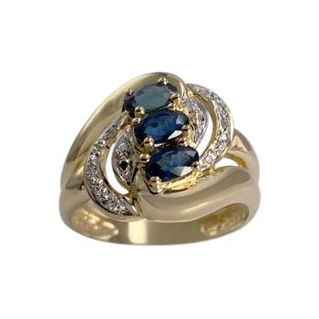 Bague d'occasion  or 2 tons 750 saphir diamant