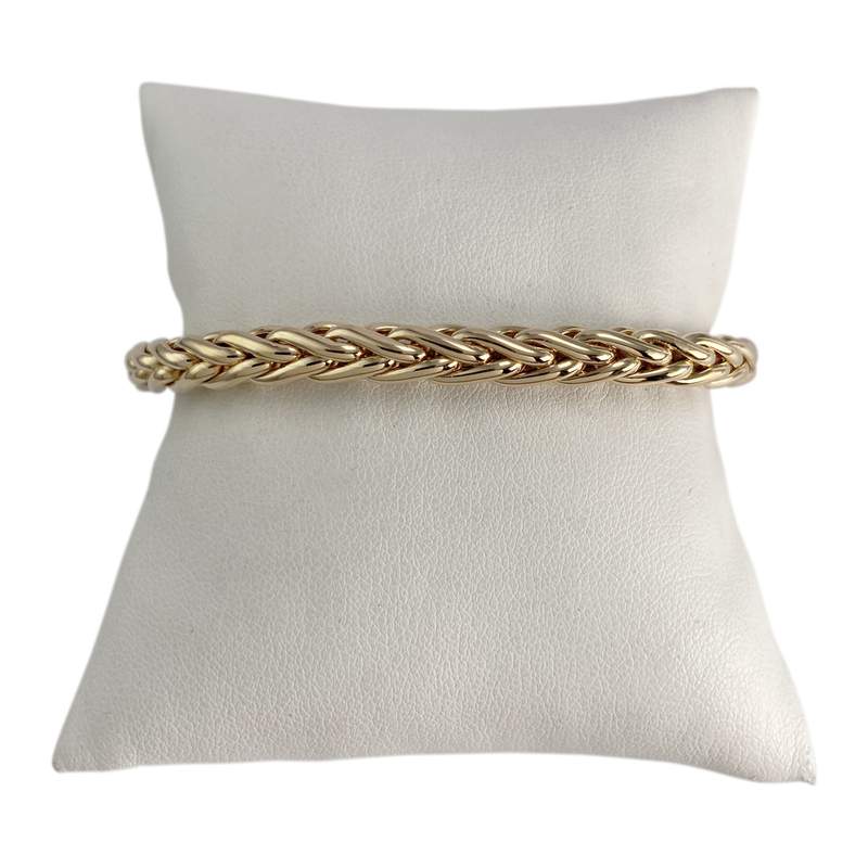 Pre-owned 14K yellow gold palm-leaf link bracelet - view 1