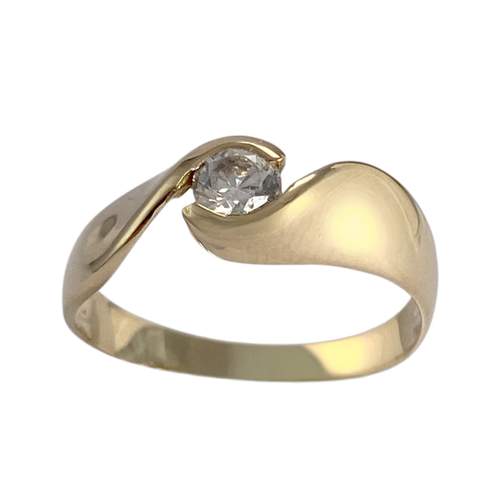 Solitaire d'occasion or 750 jaune zirconia