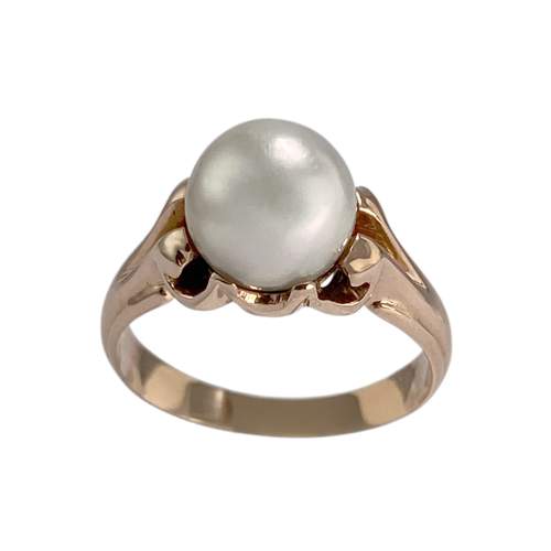 Pre-owned 18K rose gold ring with a cultured pearl