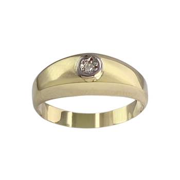 Tweedehands gouden 750 2 toon diamanten ring