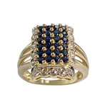 Bague d'occasion  or 750 2 tons diamants et saphirs - vue 1