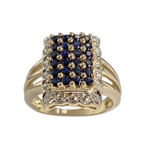 Pre-owned 750 gold two-tone ring with diamonds and sapphires