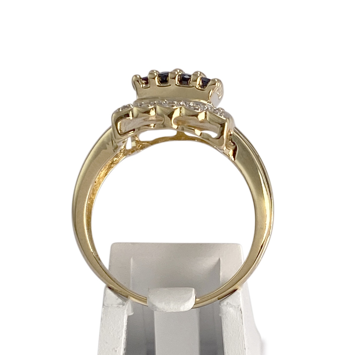 Bague d'occasion  or 750 2 tons diamants et saphirs - vue 3