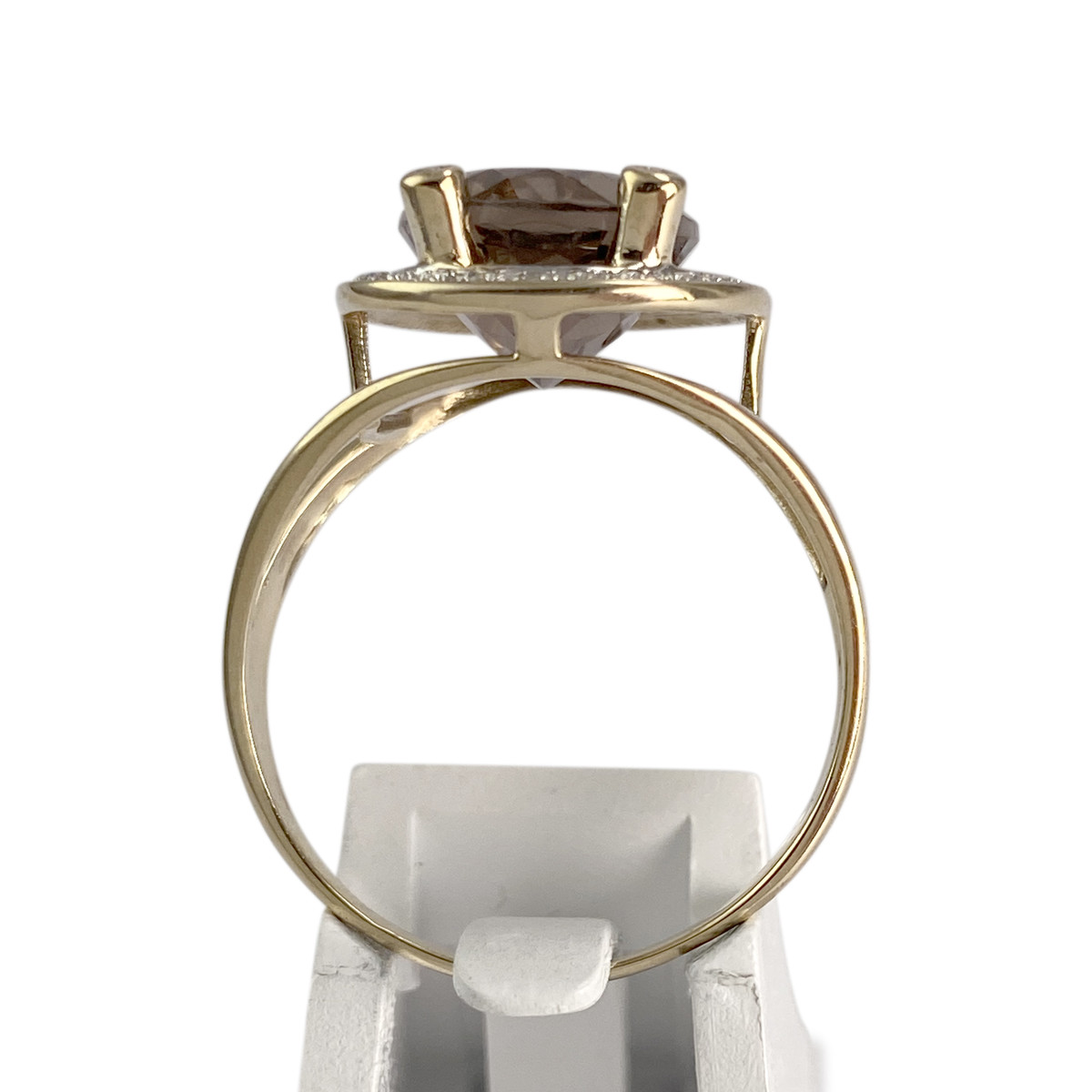 Bague d'occasion  or 375 2 tons diamants et quartz fumé - vue 3