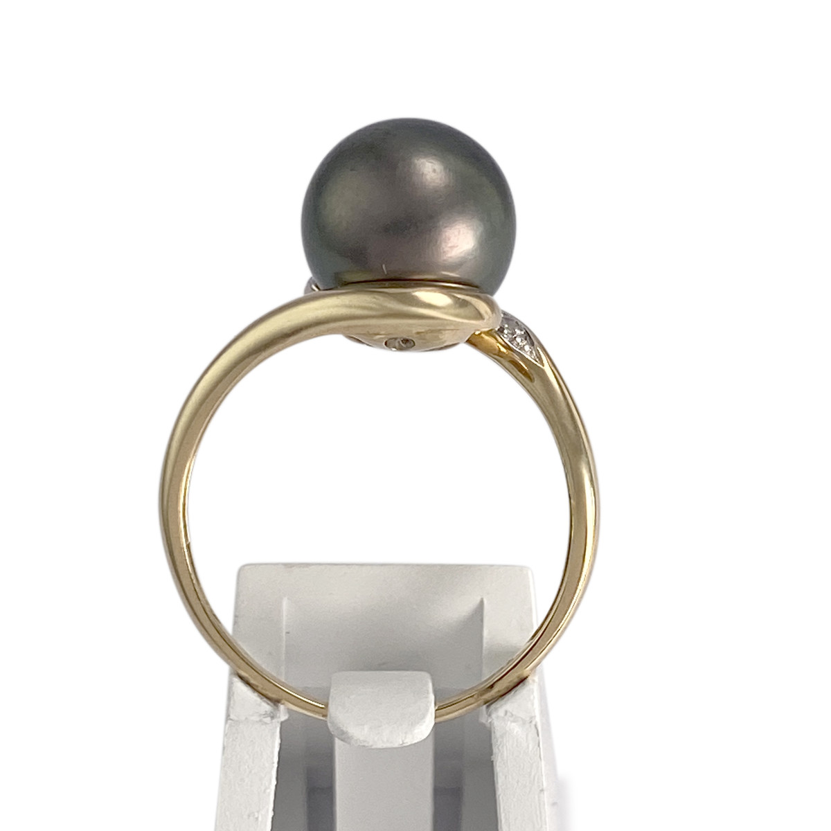 Bague d'occasion 2 ors 750 perle de tahiti diamants - vue 3