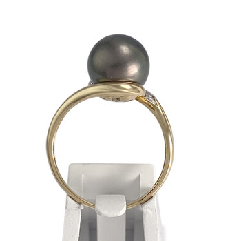 Bague d'occasion 2 ors 750 perle de tahiti diamants