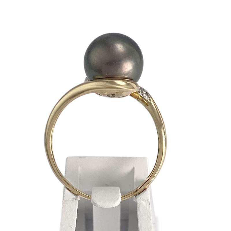 Bague d'occasion 2 ors 750 perle de tahiti diamants - vue 3
