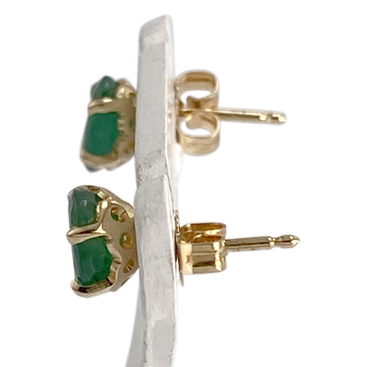 Boucles d'oreilles d'occasion or 750 jaune émeraudes - vue 2