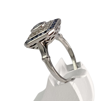 Bague d'occasion or 750 blanc diamants et saphirs