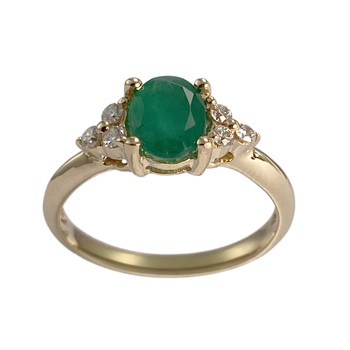 Bague d'occasion or 750 jaune diamants émeraude