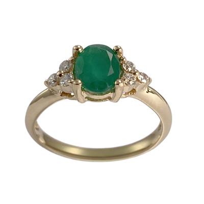 Bague d'occasion or 750 jaune diamants émeraude - vue 1