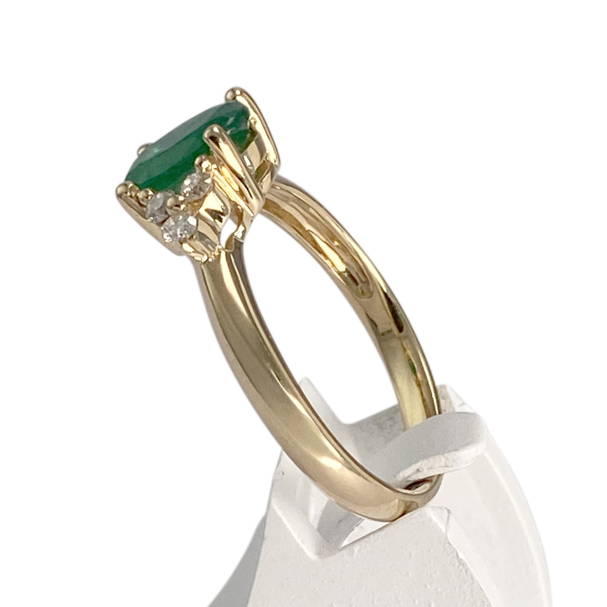 Bague d'occasion or 750 jaune diamants émeraude - vue 2