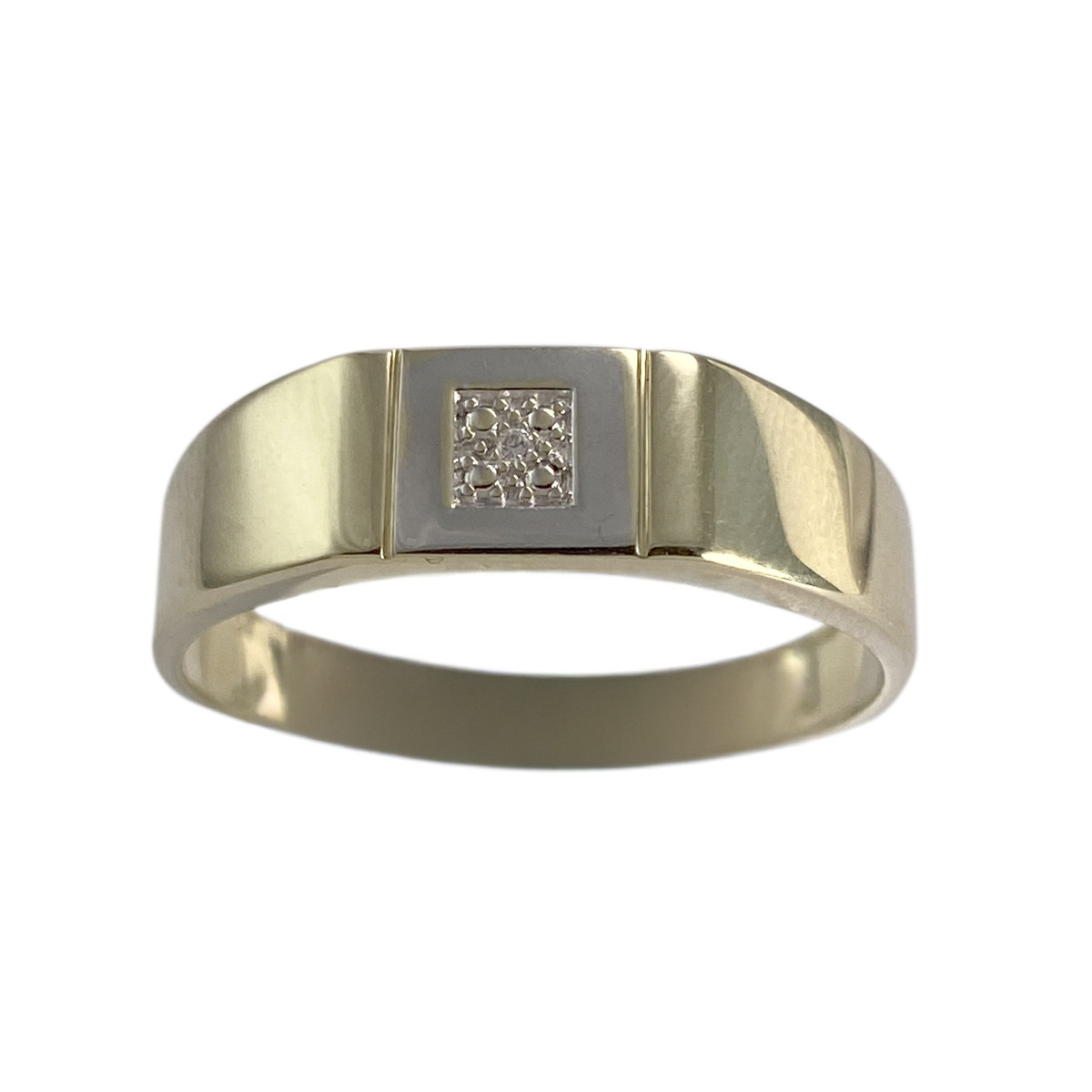 Chevalière d'occasion  or 375 2 tons diamant