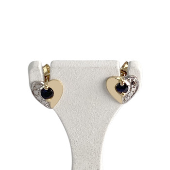Boucles d'oreilles d'occasion  or 750 2tons saphirs