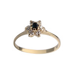 Bague d'occasion or 750 jaune fleur saphir zirconias - vue 1