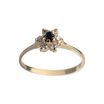 Bague d'occasion or 750 jaune fleur saphir zirconias