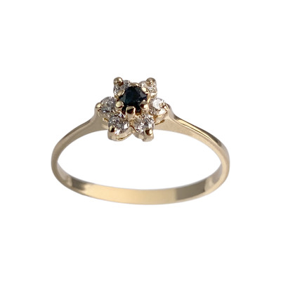Bague d'occasion or 750 jaune fleur saphir zirconias