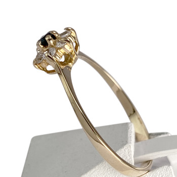 Bague d'occasion or 750 jaune fleur saphir zirconias