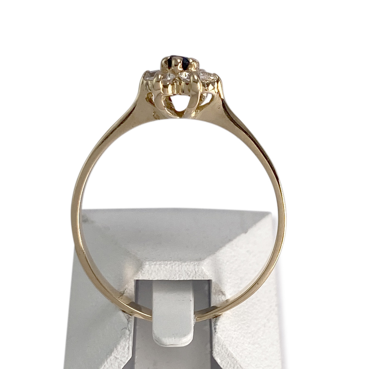 Bague d'occasion or 750 jaune fleur saphir zirconias - vue 3