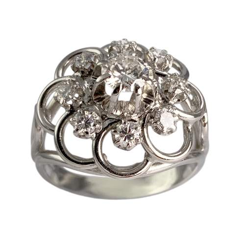Bague d'occasion or 750 blanc diamants
