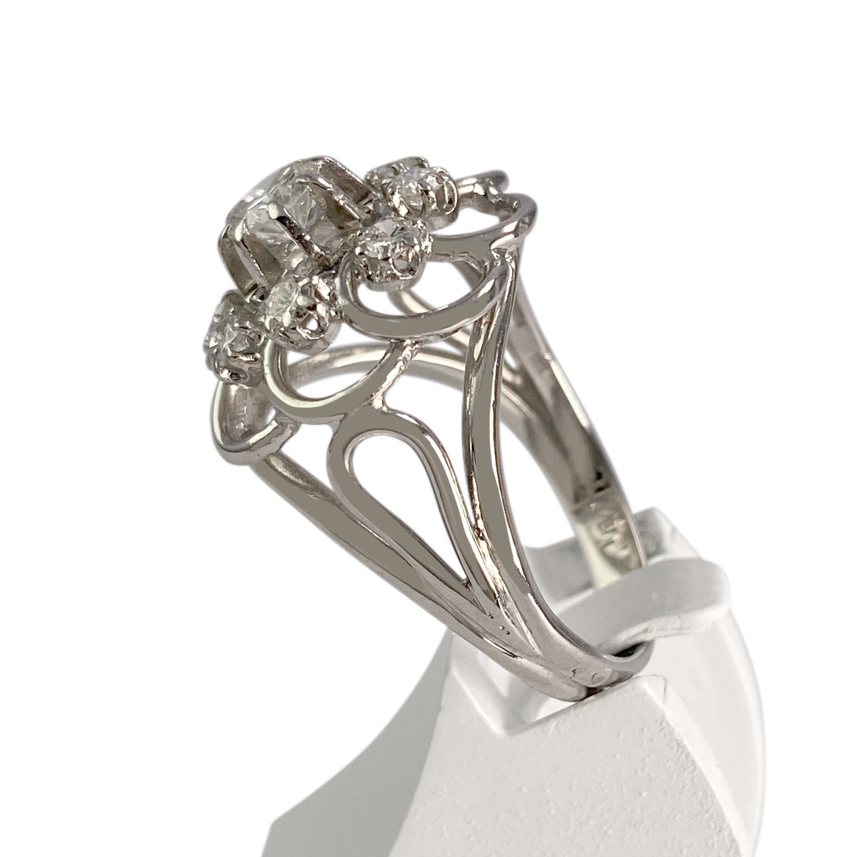 Bague d'occasion or 750 blanc diamants - vue 2