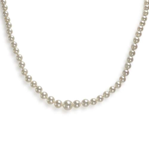Collier d'occasion or 750 blanc maille perles, perles de culture Akoya