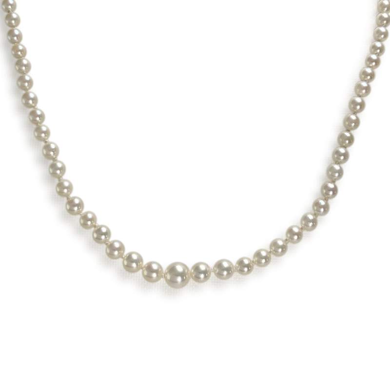 Collier d'occasion or 750 blanc maille perles, perles de culture Akoya - vue 1