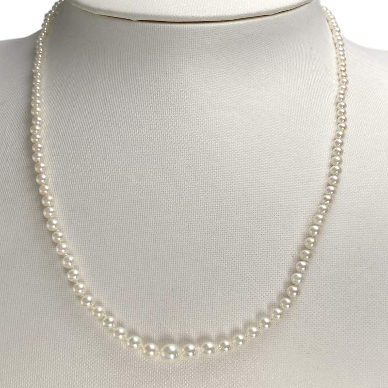 Collier d'occasion or 750 blanc maille perles, perles de culture Akoya - vue 2