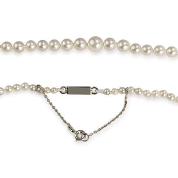 Collier d'occasion or 750 blanc maille perles, perles de culture Akoya