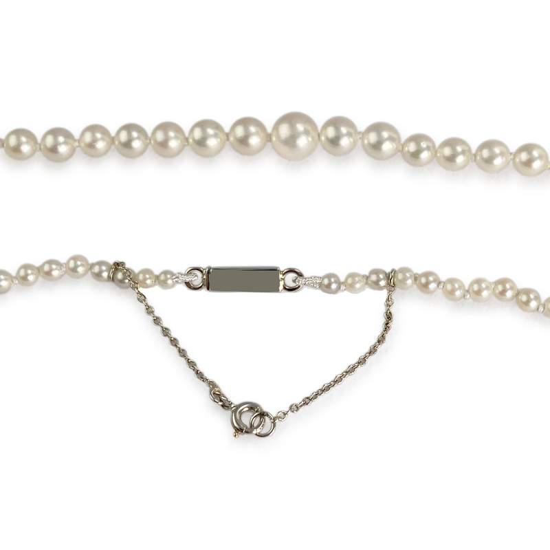 Collier d'occasion or 750 blanc maille perles, perles de culture Akoya - vue 3