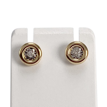 Boucles d'oreilles d'occasion or 750 jaune diamants