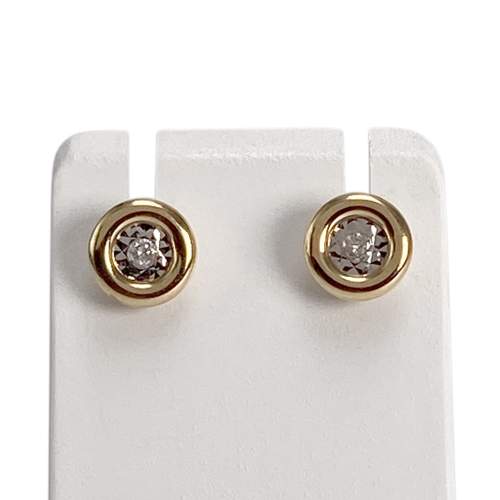 Boucles d'oreilles d'occasion or 750 jaune diamants