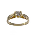 Solitaire d'occasion or 750 jaune diamant - vue 1