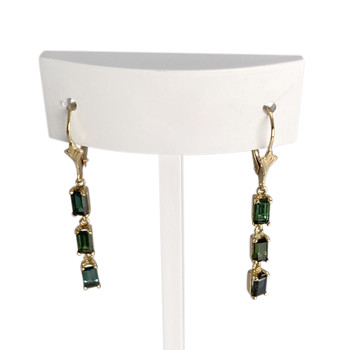Boucles d'oreilles d'occasion or 750 jaune tourmalines vertes