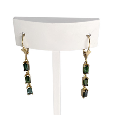 Boucles d'oreilles d'occasion or 750 jaune tourmalines vertes - vue 1