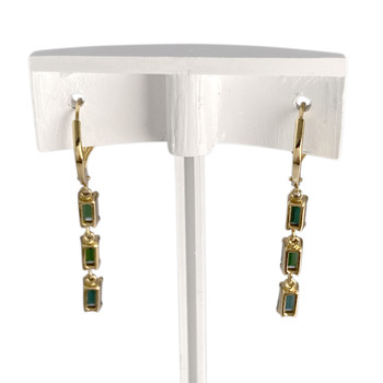 Boucles d'oreilles d'occasion or 750 jaune tourmalines vertes