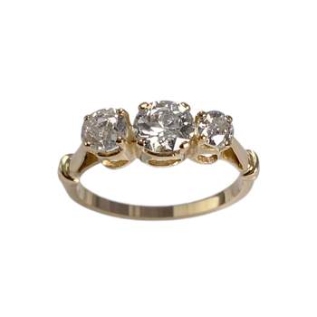 Tweedehands gouden ring 750 gele diamanten