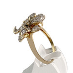 Bague d'occasion or 750 2 tons fleur diamants - vue 2