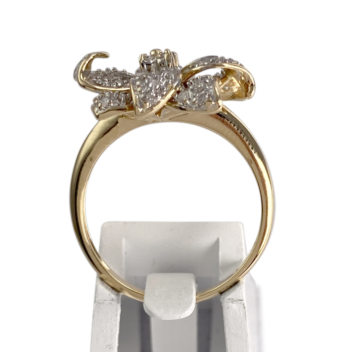 Bague d'occasion or 750 2 tons fleur diamants - vue 3
