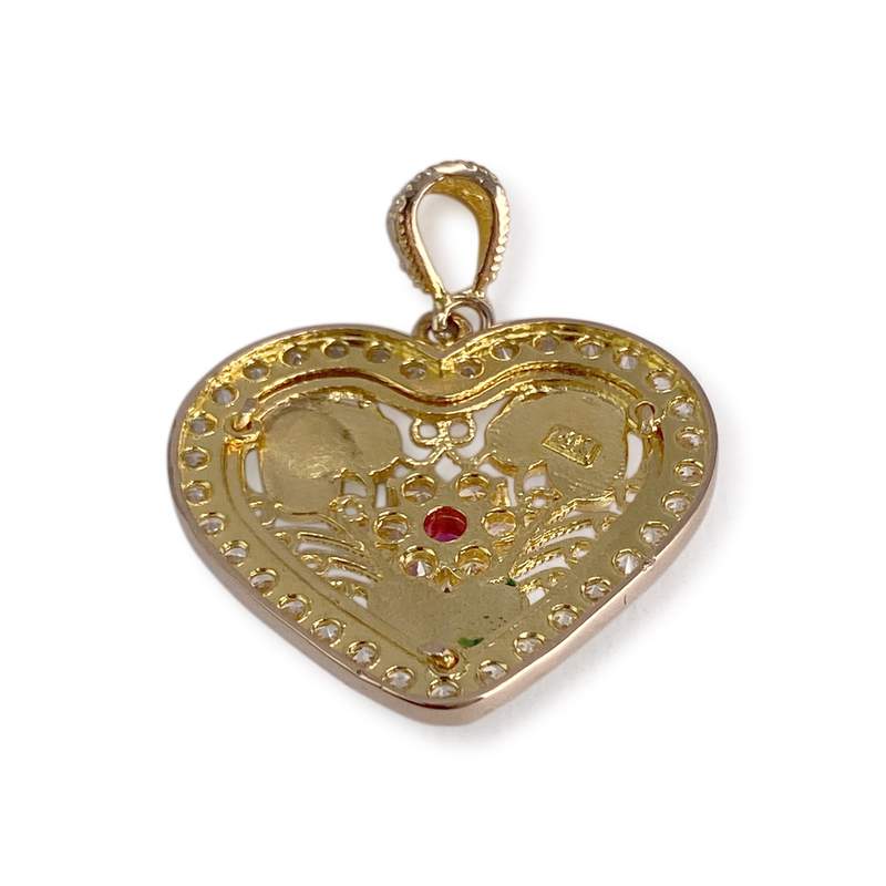 Pendentif d'occasion or 585 jaune rubis synthetiquezirconias - vue 2