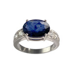 Bague d'occasion or 750 blanc saphir diamants - vue 1