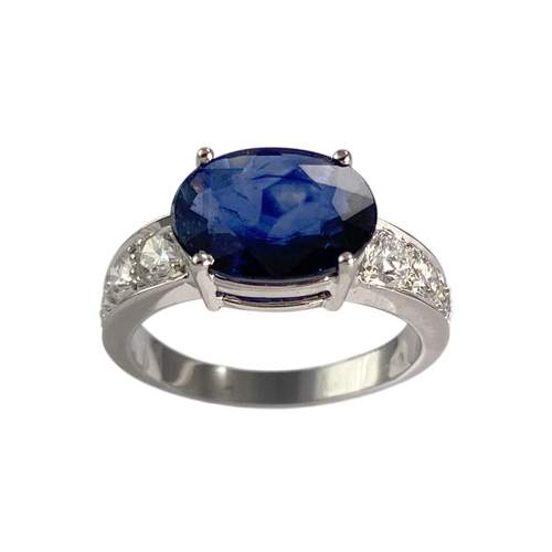 Bague d'occasion or 750 blanc saphir diamants