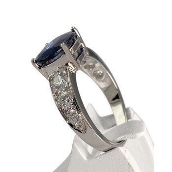 Bague d'occasion or 750 blanc saphir diamants