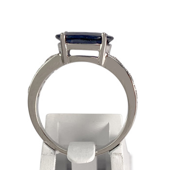 Bague d'occasion or 750 blanc saphir diamants