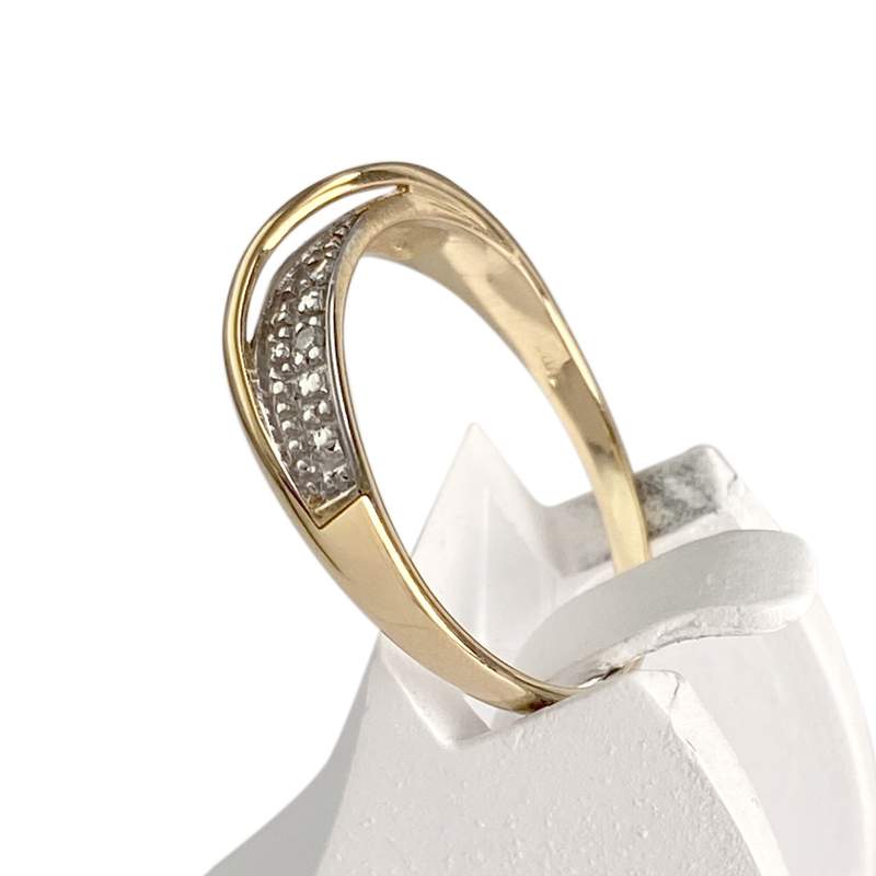 Bague d'occasion  or 750 2 tons diamants - vue 2